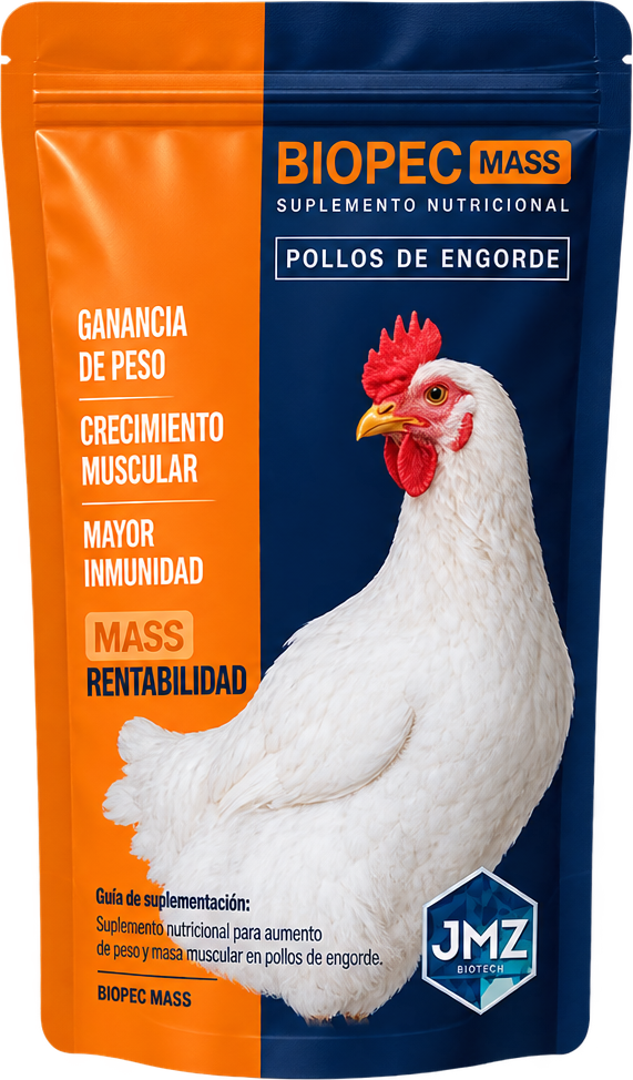 Funda de BIOPEC MASS para pollos de engorde, suplemento nutricional de JMZ Biotech